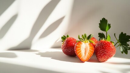 luscious ripe strawberry temptingly displayed on pristine white backdrop fresh fruit still life photography