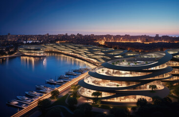 Futuristic Architecture: Modern Building Design with Cityscape View