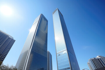 Fototapeta premium Modern Skyscrapers Reflecting the Sun in the City