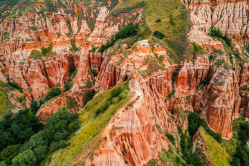 Red rocky slopes Rapa Rosie is a protected geological and floristic reservation area near Sebes...