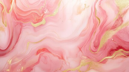 luxurious abstract background featuring swirling pink marble patterns with gleaming gold veins ethereal translucent layers create depth and movement evoking opulent elegance