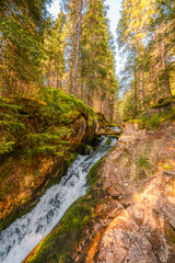 Mountain landscape in National Park Retezat, Romania. Hiking to Cascada Maria Magdalena