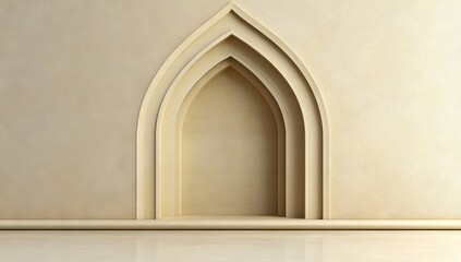 Islamic Arch with Golden Pattern Background