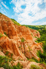 Red rocky slopes Rapa Rosie is a protected geological and floristic reservation area near Sebes...