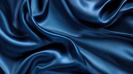 Fototapeta premium luxurious blue satin fabric draped in elegant folds creating a sumptuous background with rich texture and subtle sheen
