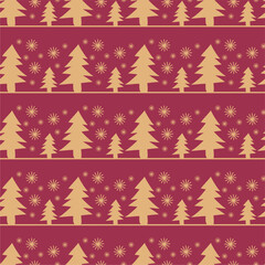 Seamless New Year and Christmas print pattern wallpaper background with decorative fir trees vector illustration winter minimalism picture	
