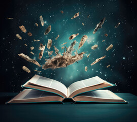 Naklejka premium The Magic of an Open Book: A Surreal Fantasy
