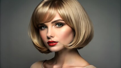 Fototapeta premium Tucked Bob haircut, Short hair