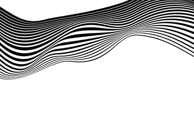 Black and white blank background abstract wavy curved lines