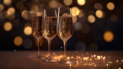celebration with party drinks celebratory champagne glasses with sparklers and bokeh lights background