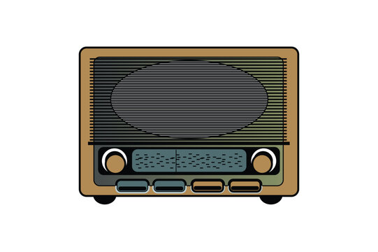 recommend clip art: Old radio player icon. Vintage receiver design for enjoying classic records and timeless music experience