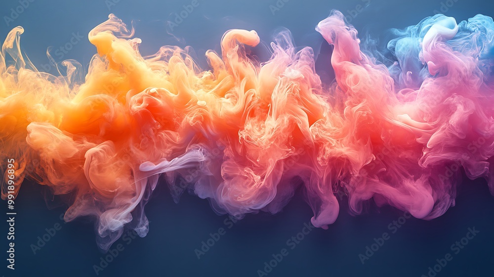 Poster abstract colorful swirls of ink in water, creating a dynamic and artistic pattern.