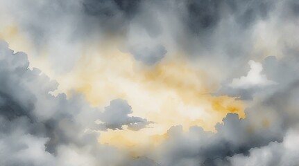 Overcast watercolor sky background with hints of sunlight and soft tones