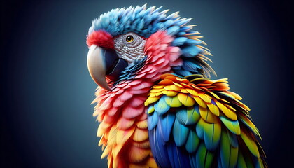 Colorful Parrot , detailed and realistic , Rainbow , Poster for Home Decor, T-Shirt Design, Music Cover Art, Wallpaper , and Art Background
