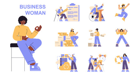 Business Woman. Flat Vector Illustration