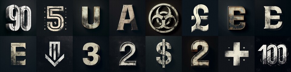 Obraz premium Grunge Concrete Lettering Typeface. AI generated illustration