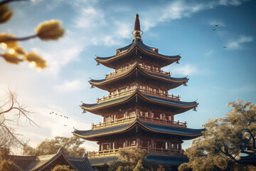 Traditional Chinese Pagoda Architecture: A Majestic Temple