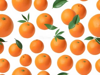 seamless pattern orange fruits with leaves