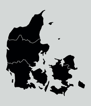 denmark map with regions isolated on white background. Map of denmark. Vector illustration