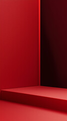 Obraz premium Red Minimalist Corner with Bold Lighting and Shadows, Architectural Design