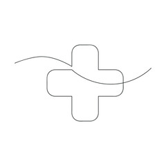 Cross in one continuous line. One line drawing, minimalism. Vector illustration.