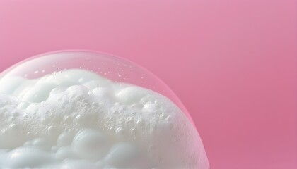 Delicate Creamy Foam Elegantly Draped on Soft Pink Background