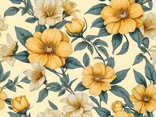 seamless pattern beauty flowers background