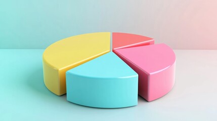 Obraz premium Colorful minimalist pie chart displayed on a pastel background for data visualization and analysis