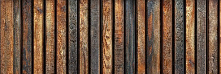 Obraz premium Flutet wood background banner panorama long - Brown wooden acoustic panels wall texture , seamless pattern