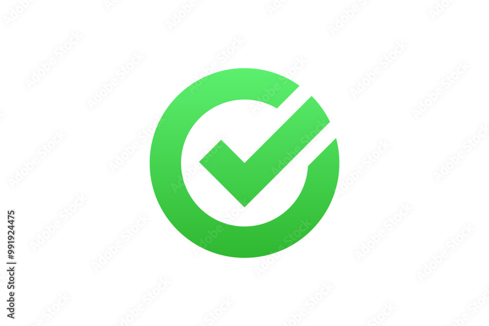 Poster approved icon. green check mark with circle isolated on white background. flat vector icon design el