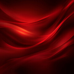 Obraz premium Abstract flowing red silk waves with soft lighting, with copy space