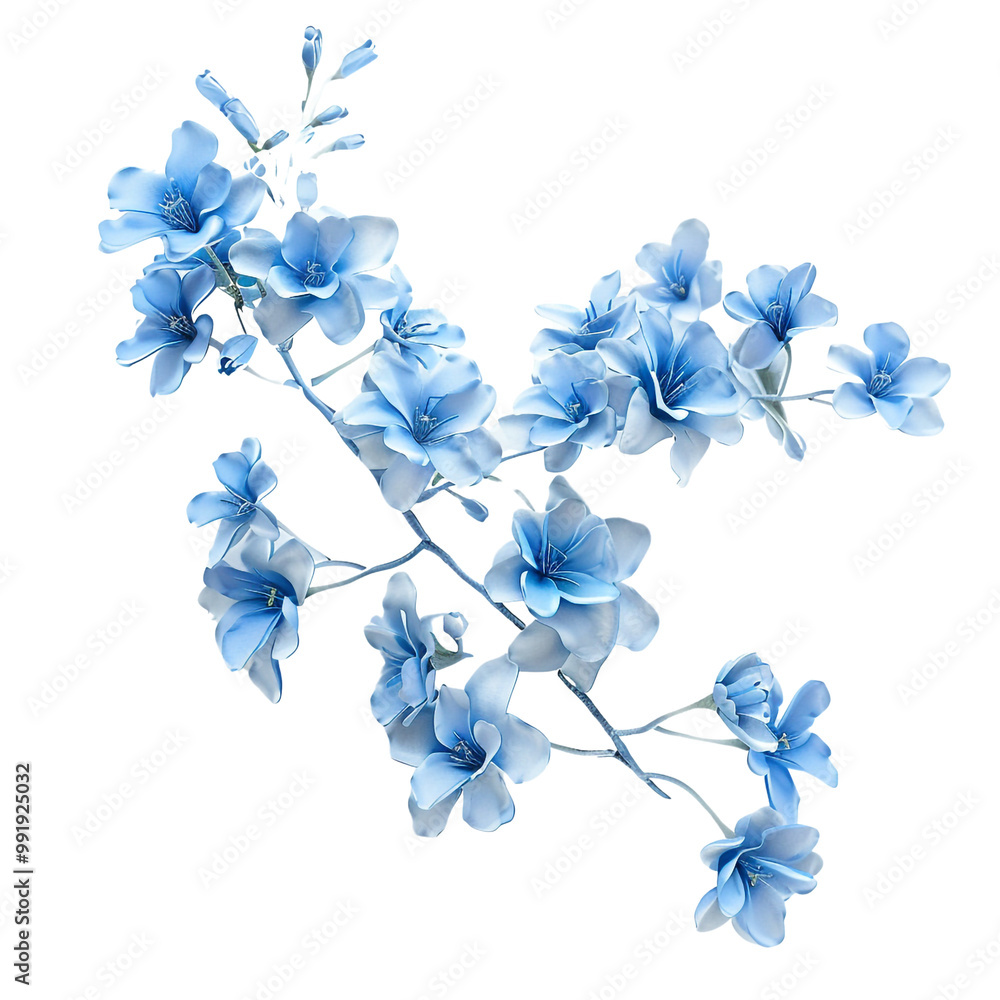 Wall mural blue flower bouquet on a black background