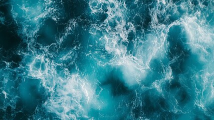 Fototapeta premium Ocean view from the mountains. The drone captures spluttering footage of the ocean. Crystalevo is clear, the turquoise water is amazing due to its height.