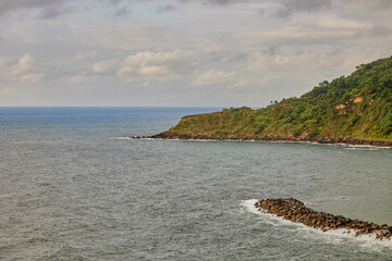 View from Mount Urgul to the breakwater and cape covered with vegetation