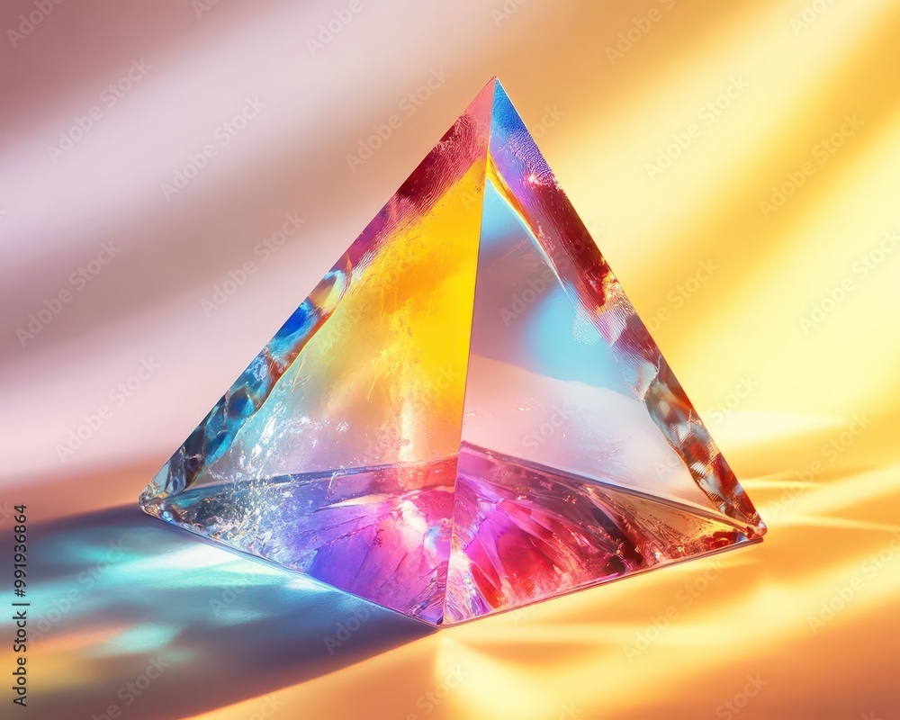 Poster a 3d glass object refracting light in a colorful spectrum creates mesmerizing visual effects and cap