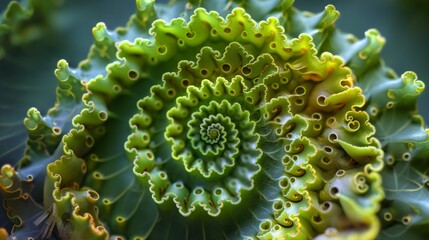 close-up view of a fractal pattern resembling the Fibonacci sequence
