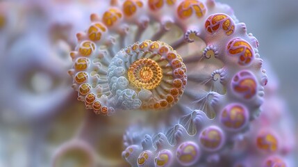 close-up view of a fractal pattern resembling the Fibonacci sequence