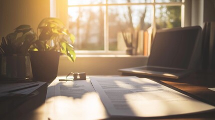Fototapeta premium white contract spread out on an office desk
