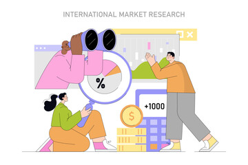 Global Market Expansion. Flat Vector Illustration