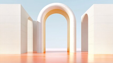 Fototapeta premium A Beautiful Minimalist Archway Designed in Soft and Appealing Pastel Color Shades