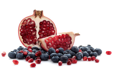 Fresh blueberries and pomegrante