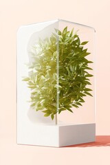 Modern Exhibition of Plants Within a Transparent Glass Display Case for Interior Spaces