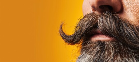 Close-Up of a Well-Styled Mustache for Grooming Product Advertising - Minimalist Background