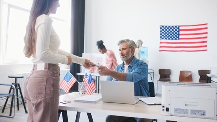 African American citizen coming to cast his vote for presidential candidate or member of congress...