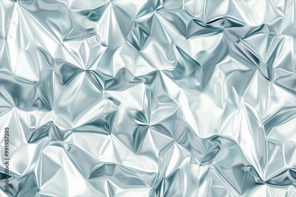 Poster aluminum crumpled metallic seamless foil with a shiny, reflective surface. the texture showcases var
