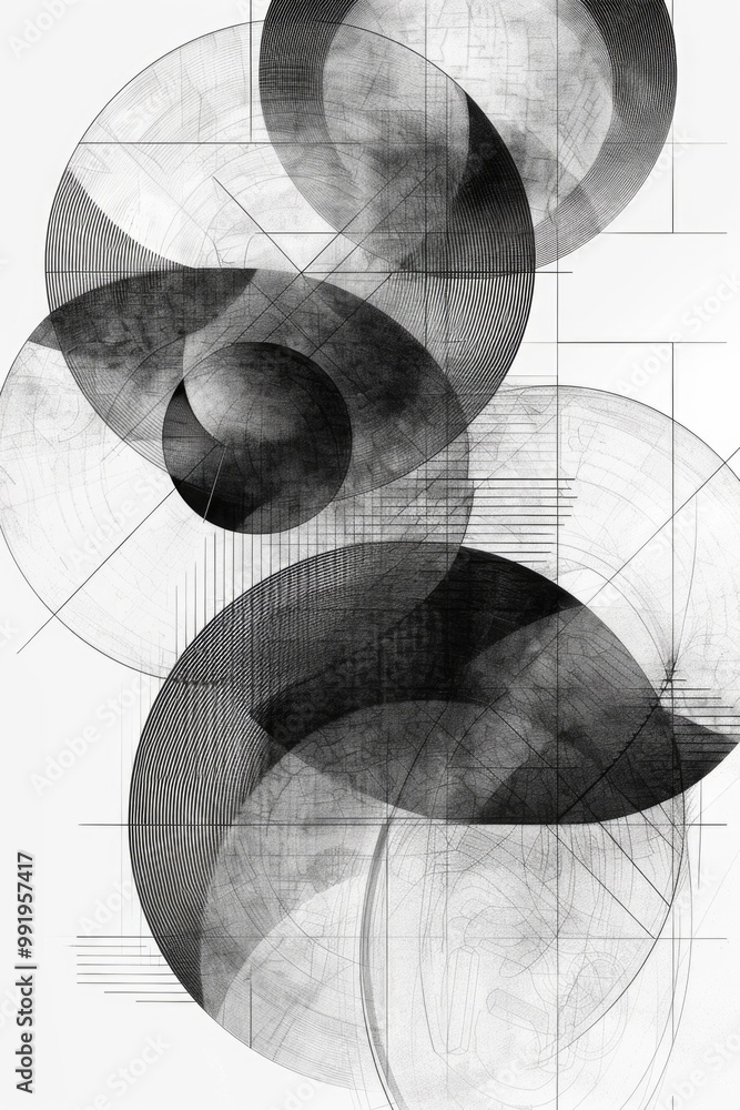 Aufkleber A simple image featuring circles and lines in a black and white color scheme