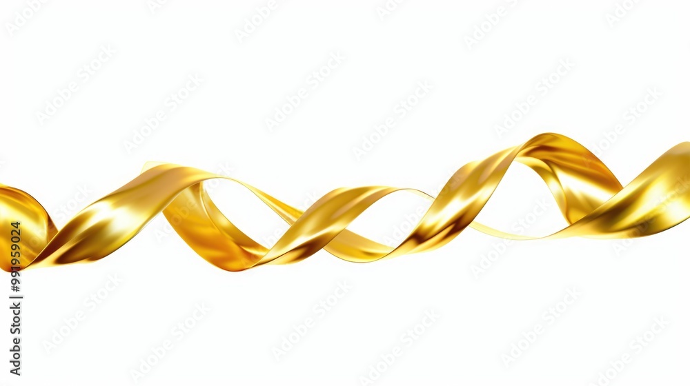 Poster a simple yet elegant design featuring a golden ribbon set against a clean white background, ideal fo