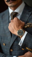 Professional Man Adjusting Watch Before Business Meeting - Confidence and Style Concept