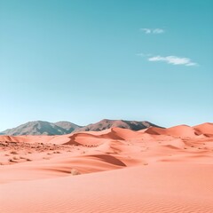 Naklejka premium Tranquil Moroccan desert landscape bathed in warm sunlight picture