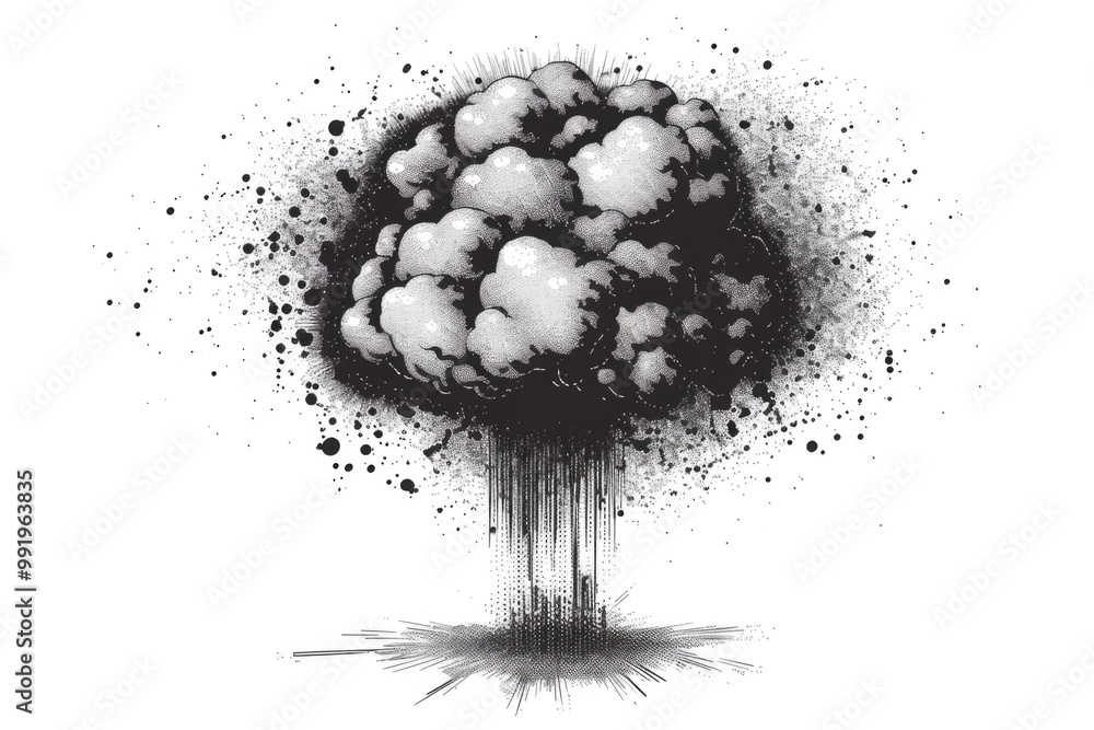 Poster A simple black and white drawing of a tree, perfect for use in educational materials or as a design element